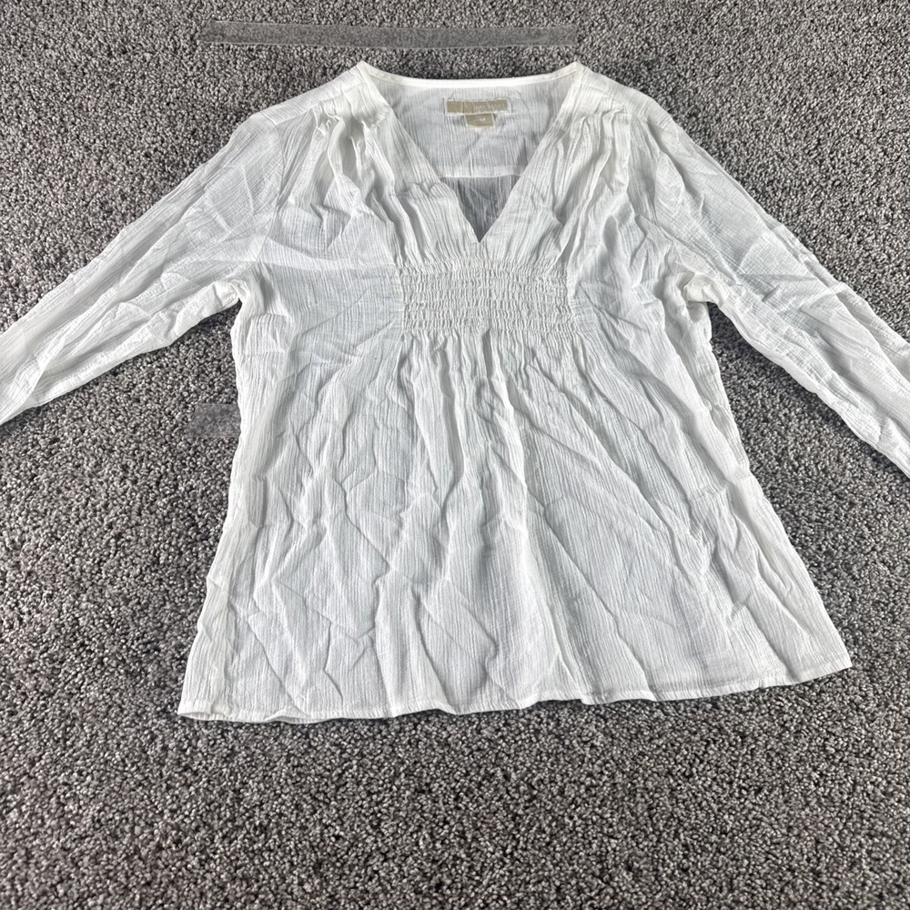 Michael Kors White Women's V Neck Blouse Size  P/M
